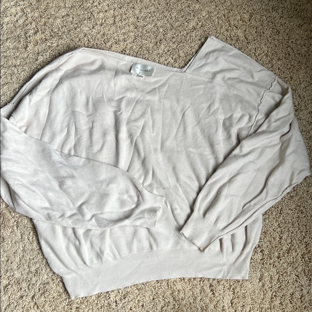 Cream Off-Shoulder Sweater